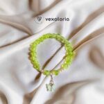 🦋 Lime Glow Butterfly Beaded Bracelet – Stretch Fit with Pearls & Charm