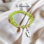 🦋 Lime Glow Butterfly Beaded Bracelet – Stretch Fit with Pearls & Charm