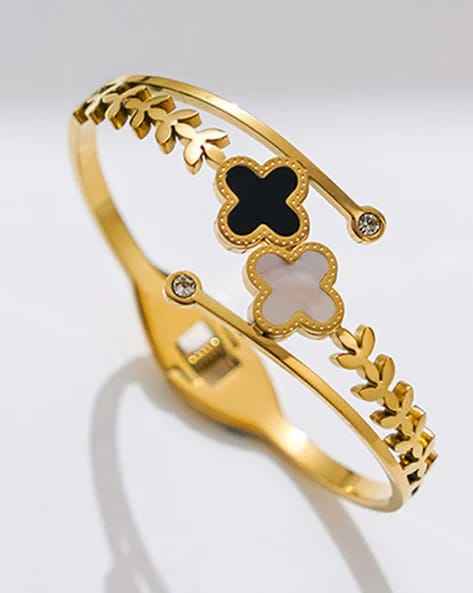 Black and White Stainless Steel Clover Lux