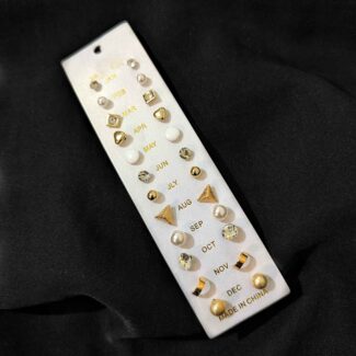 12 Pair in 1 Earrings Set Women Circle Crystal Pearls Stud Earring Jewelry Gifts Multi Design Monthly Earrings Pack