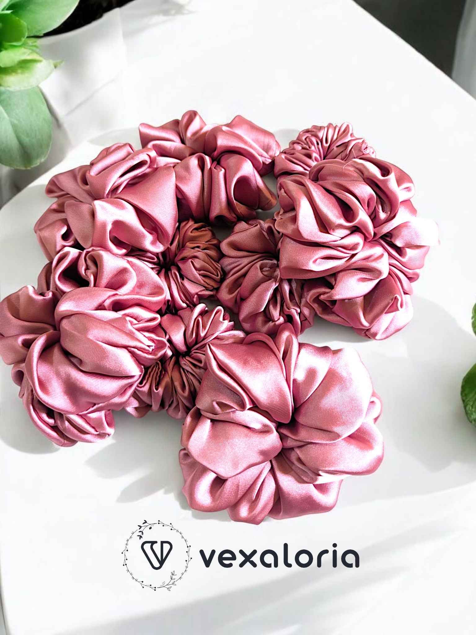 Rosy Ruffle Scrunchies