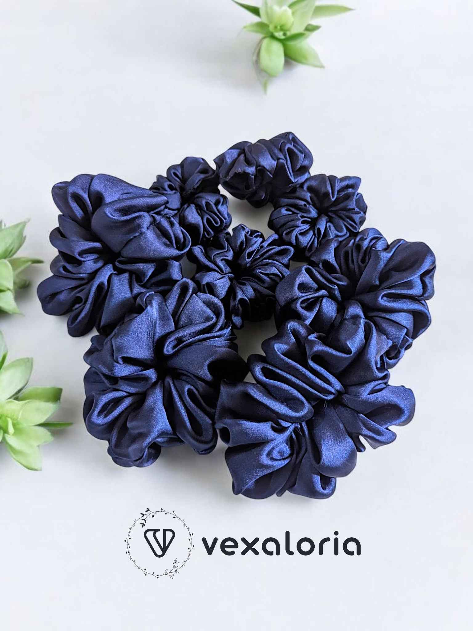 Indigo Hug Dark Blue Scrunchies