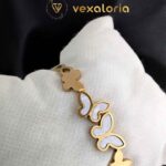 Gold And White Butterfly Bracelet / Cuff