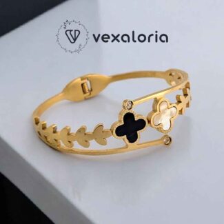 Black and White Stainless Steel Clover Lux