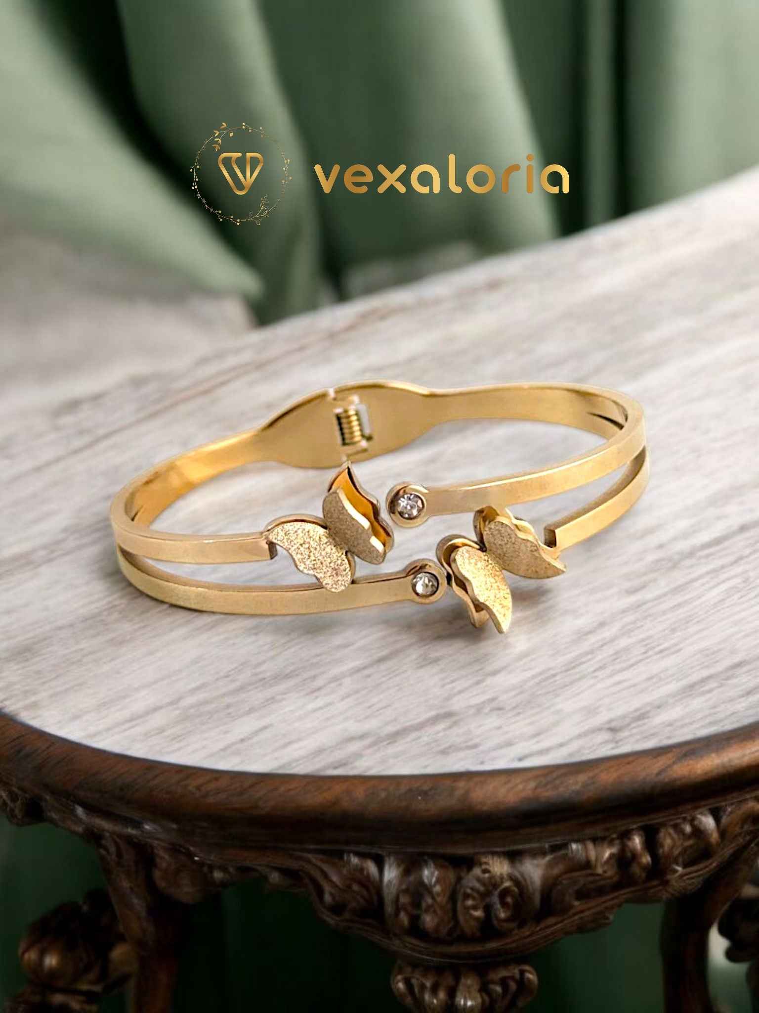 3D Gold stainless Steel Butterfly Bracelet / Cuff