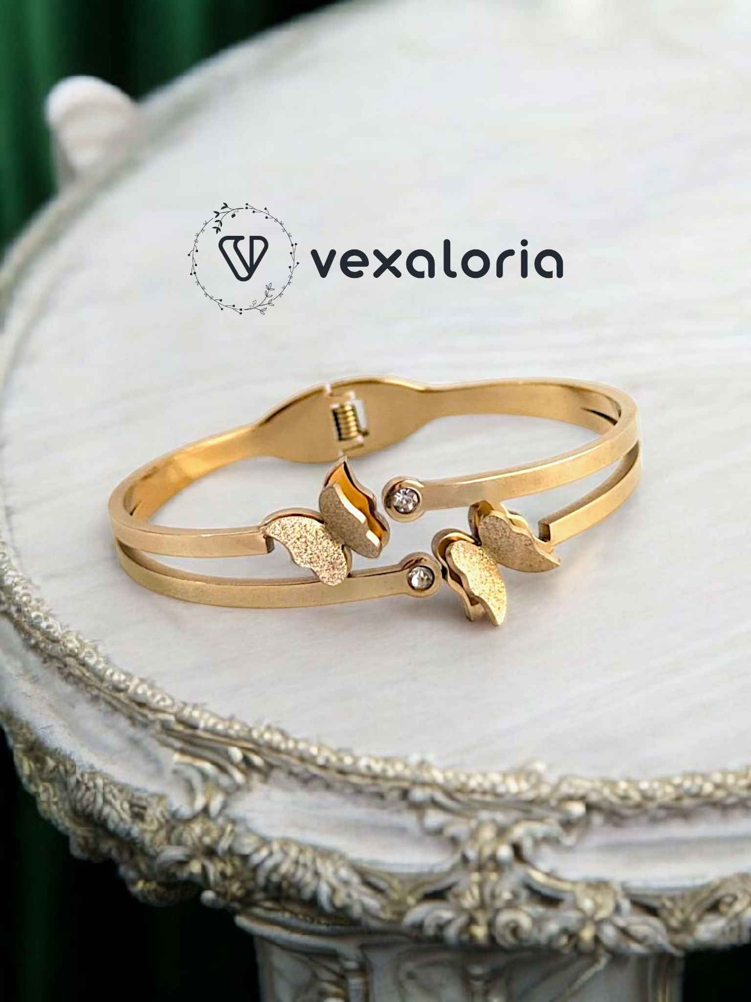 3D Gold stainless Steel Butterfly Bracelet / Cuff