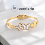 Gold And White Butterfly Bracelet / Cuff