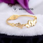 Gold And White Butterfly Bracelet / Cuff