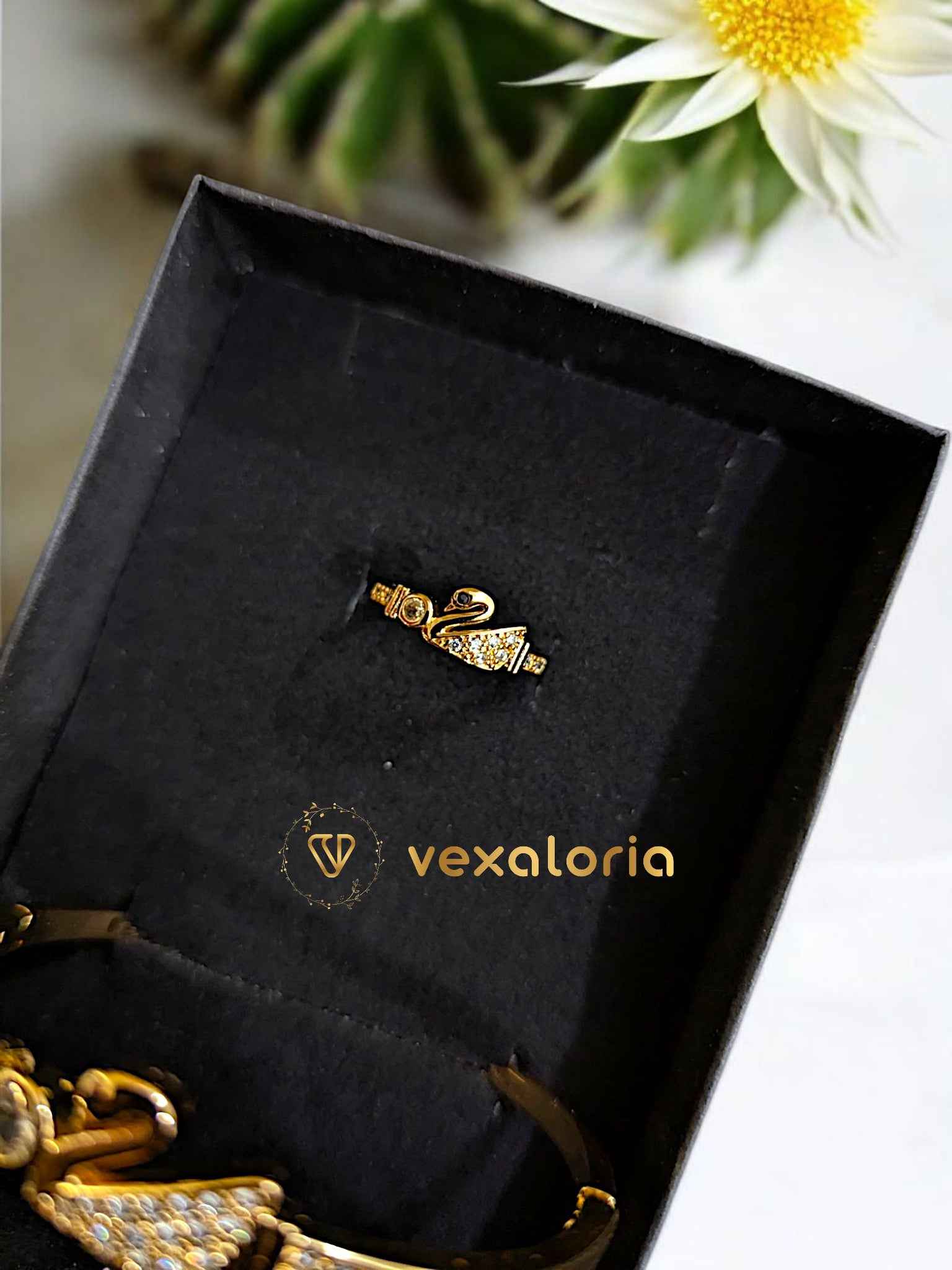 Luxury Duck style zircon studded bracelet (kara) with Ring for girls and women