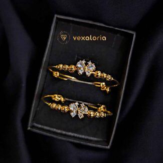 New Crystal Gold Color Pair Bangle for Women Arabic Bracelet Jewelry