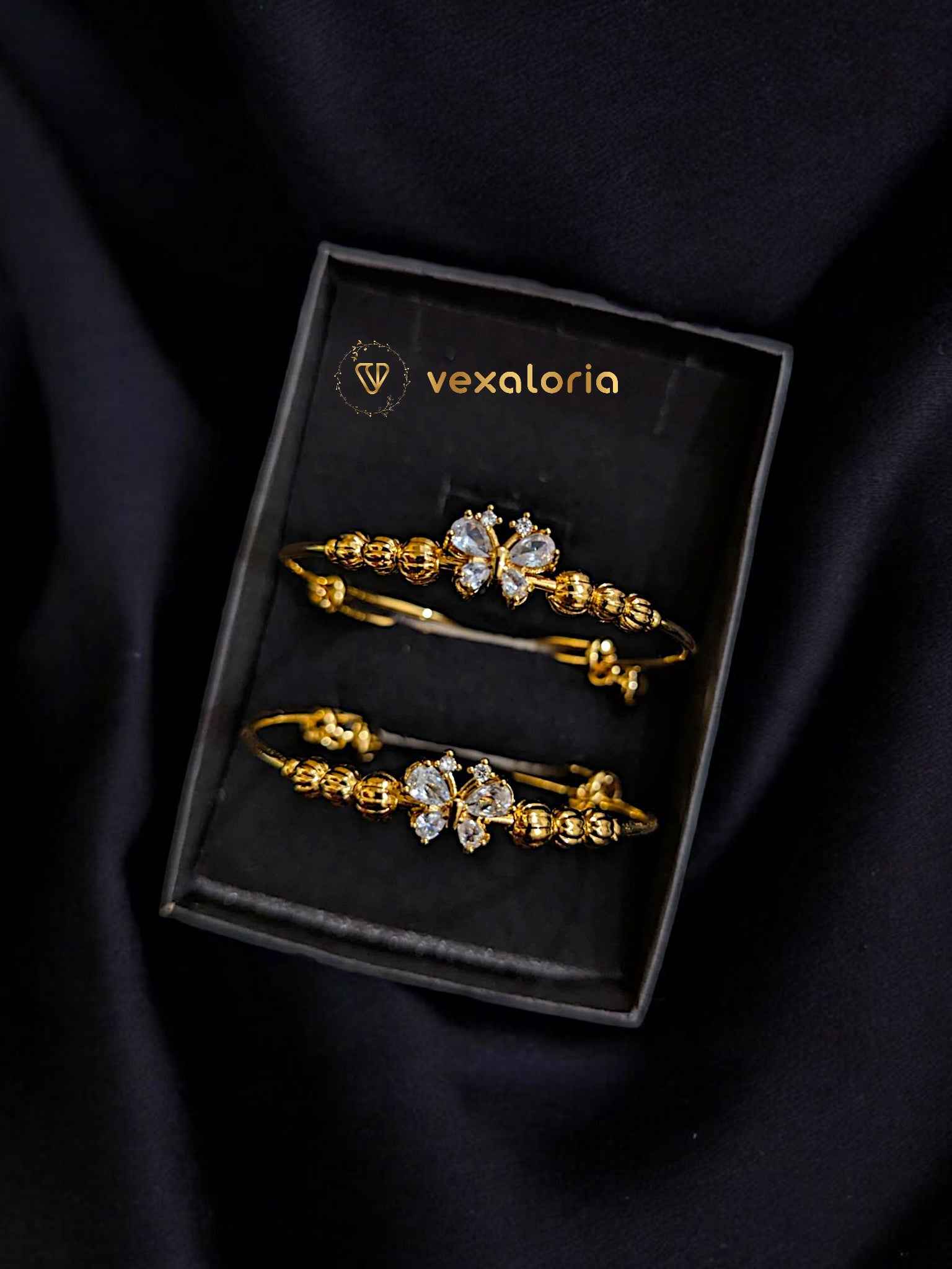 New Crystal Gold Color Pair Bangle for Women Arabic Bracelet Jewelry