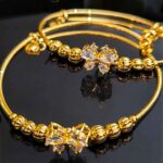 New Crystal Gold Color Pair Bangle for Women Arabic Bracelet Jewelry