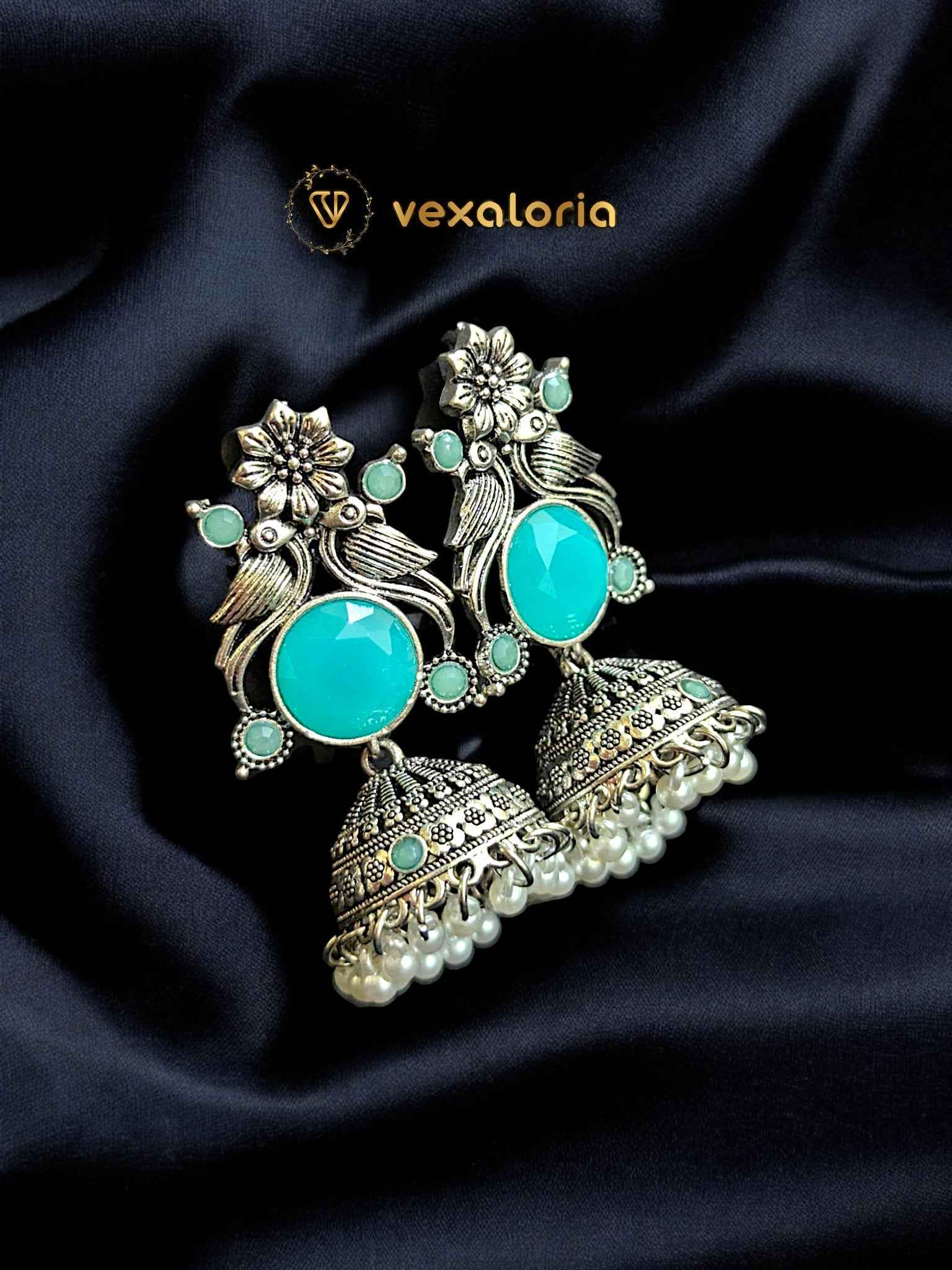 Beautiful Silver Peacock Jhumka