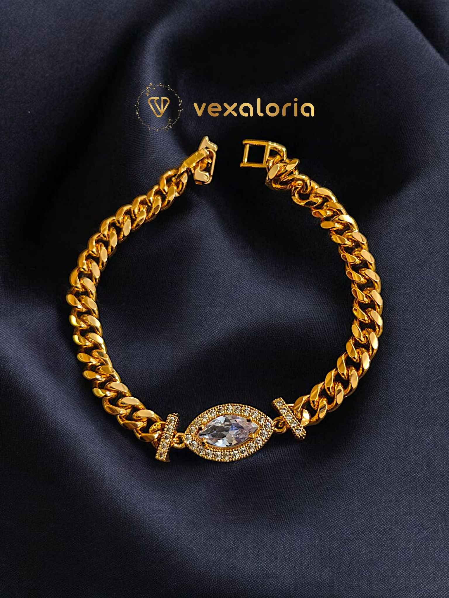Beautiful Gold Plated Zircon Bracelet high quality Luxury item for girls / women