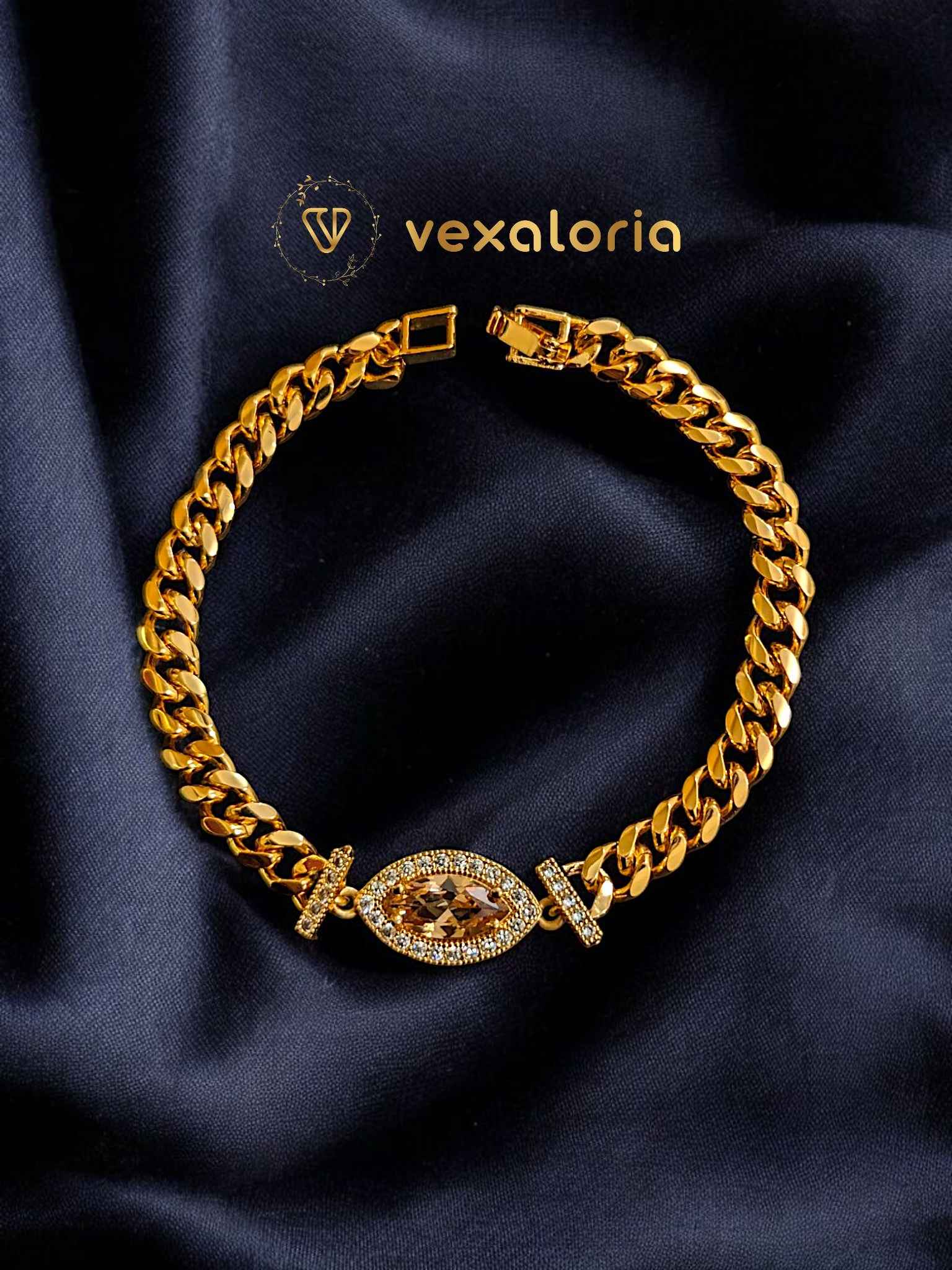 Beautiful Gold Plated Zircon Bracelet high quality Luxury item for girls / women