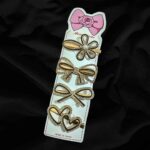4 Piece Black & Gold Color Rhinestone Bow and Faux Pearl Luxury Multi Design Metal Hair Clips Set for women and girls