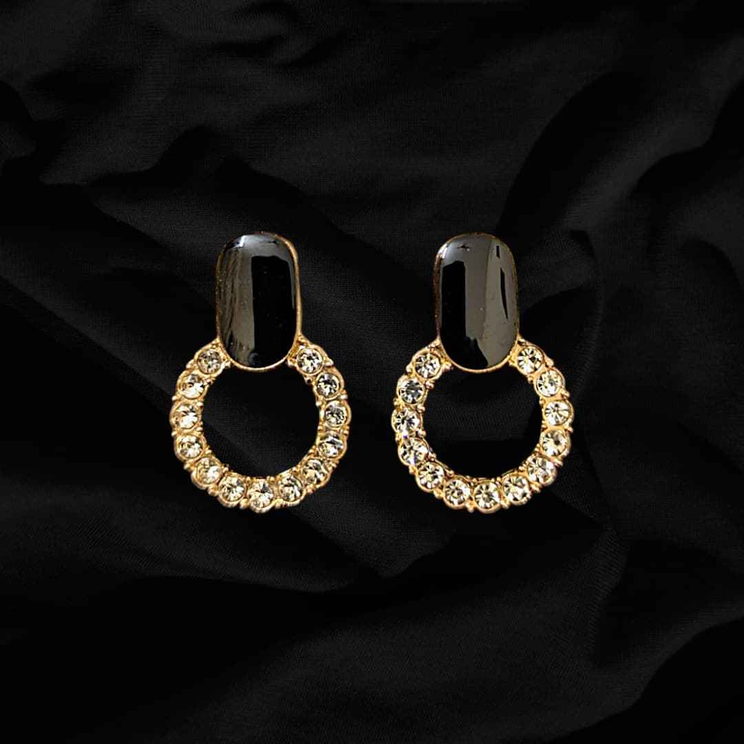 Round Golden Earrings with Zircon Vintage Onyx Square Crystal Stud Earrings Crystal Circle Dangle Earrings Gold Circle Hoop Earrings Rhinestone Paved Halo Circle Earrings Jewelry for Women