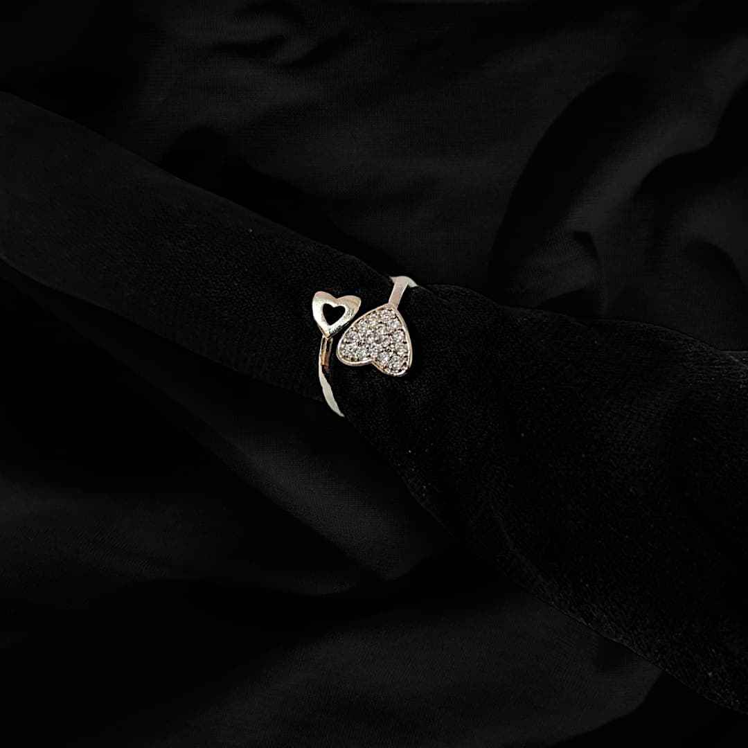 c31c6e2e-f12d-4296-aa44-d2f1d42f5b1a Beautiful Stylish Gold and silver Double heart Crystal Stones Ring for Girls/Women Zircon Fashion Ring