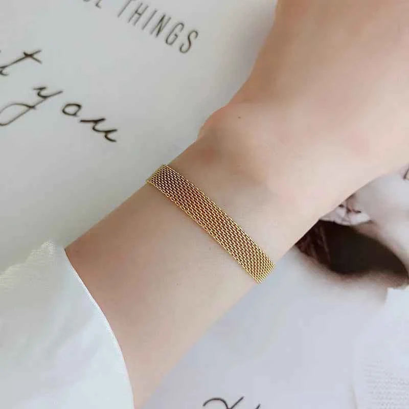 Stainless Steel Bracelet for Women Men Mesh Link Bracelet Hand Chain Jewelry